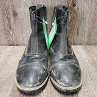 JUNIORS Paddock Boots, zips *fair, v.dirty, holey inner heels, peeled, cracks, older, frayed edges

