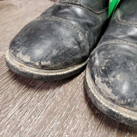 JUNIORS Paddock Boots, zips *fair, v.dirty, holey inner heels, peeled, cracks, older, frayed edges

