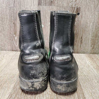 JUNIORS Paddock Boots, zips *fair, v.dirty, holey inner heels, peeled, cracks, older, frayed edges
