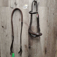 Monocrown Bridle, Crank, Rubber Reins, Buckles *gc, clean, scuffs, scrapes, faded Crank: missing keeper & cut
