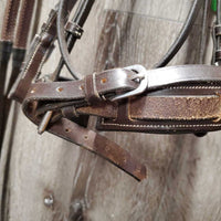 Monocrown Bridle, Crank, Rubber Reins, Buckles *gc, clean, scuffs, scrapes, faded Crank: missing keeper & cut