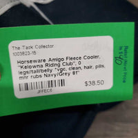 Fleece Cooler, "Kelowna Riding Club", 0 legs/tail/belly *vgc, clean, hair, pills, mnr rubs

