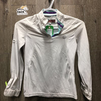JUNIORS LS Sun Show Shirt, snap collar, 1/8 Snap Up, mesh sides, Roll up Sleeves *gc, snags, puckers, pilly, dingy?, threads
