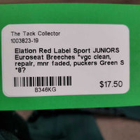 JUNIORS Euroseat Breeches *vgc clean, repair, mnr faded, puckers

