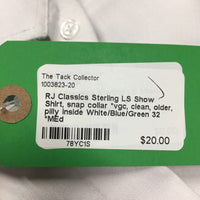 LS Show Shirt, snap collar *vgc, clean, older, pilly inside