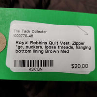 Quilt Vest, Zipper *gc, puckers, loose threads, hanging bottom lining
