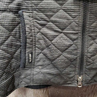 Quilt Vest, Zipper *gc, puckers, clumpy fleece edges, hair
