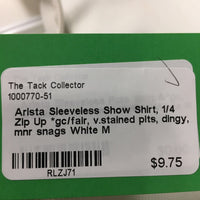 Sleeveless Show Shirt, 1/4 Zip Up *gc/fair, v.stained pits, dingy, mnr snags
