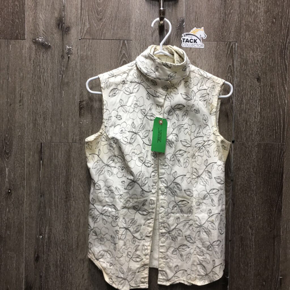 Hvy Sleeveless Show Shirt, embroidered *gc/fair, armpit & collar stains, curled edges, older