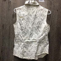 Hvy Sleeveless Show Shirt, embroidered *gc/fair, armpit & collar stains, curled edges, older
