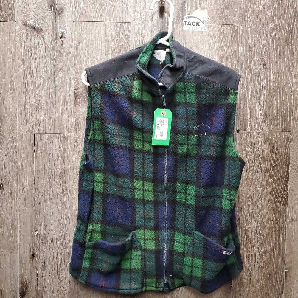 Hvy Fleece Vest, Zipper *gc/fair, clumpy, hairy, stretched pockets, rubs, older, frayed tag