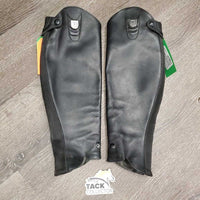 Pr Leather Half Chaps, Back Zips *vgc/gc, clean, rubs, mnr faded, hair, scratches & dirt/stains
