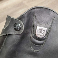 Pr Leather Half Chaps, Back Zips *vgc/gc, clean, rubs, mnr faded, hair, scratches & dirt/stains
