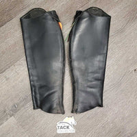 Pr Leather Half Chaps, Back Zips *vgc/gc, clean, rubs, mnr faded, hair, scratches & dirt/stains
