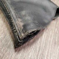 Pr Leather Half Chaps, Back Zips *vgc/gc, clean, rubs, mnr faded, hair, scratches & dirt/stains
