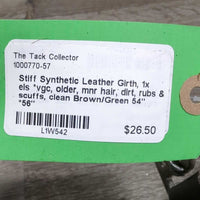 Stiff Synthetic Leather Girth, 1x els *vgc, older, mnr hair, dirt, rubs & scuffs, clean
