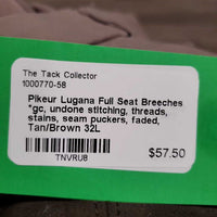 Full Seat Breeches *gc, undone stitching, threads, stains, seam puckers, faded
