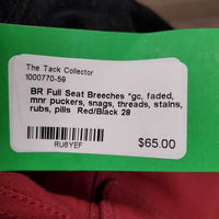 Full Seat Breeches *gc, faded, mnr puckers, snags, threads, stains, rubs, pills
