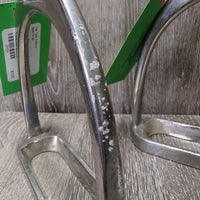 Light Stirrup Irons *fair, NO grips, stains, discolroed, chipped, peeling, bubbled

