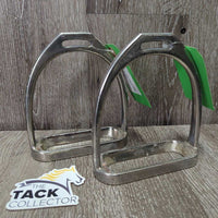 Light Stirrup Irons *fair, NO grips, stains, discolroed, chipped, peeling, bubbled
