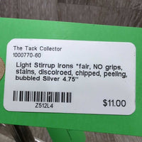 Light Stirrup Irons *fair, NO grips, stains, discolroed, chipped, peeling, bubbled
