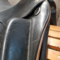 17.25" Adj *set XW *7.25 DK Saddlery Bond II Monoflap Dressage Saddle, Blue DK Fleece Cover, AIR Panels, Rear Gusset Panels, Flaps: 15.75"l x 10"w Serial #:0713 1725 17 34