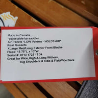 17.25" Adj *set XW *7.25 DK Saddlery Bond II Monoflap Dressage Saddle, Blue DK Fleece Cover, AIR Panels, Rear Gusset Panels, Flaps: 15.75"l x 10"w Serial #:0713 1725 17 34
