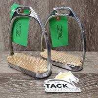 Pr Stirrup Irons *fair, older, pits, bubbling, rustmnr dirt , scuffed, oxidization, foot grips- rubbed, dry, cracking, stained
