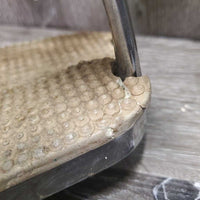 Pr Stirrup Irons *fair, older, pits, bubbling, rustmnr dirt , scuffed, oxidization, foot grips- rubbed, dry, cracking, stained
