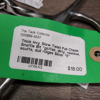 Thick Hvy Slow Twist Full Cheek Snaffle Bit *gc/fair, dirty, residue, scuffs, dull ridges
