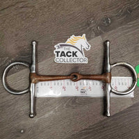 Thin Copper Full Cheek Snaffle Bit *gc/fair, v.loose hinges, dirty, chewed, residue, scuffs, tape