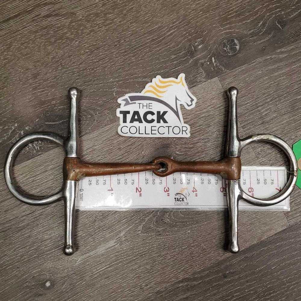 Thin Copper Full Cheek Snaffle Bit *gc/fair, v.loose hinges, dirty, chewed, residue, scuffs, tape