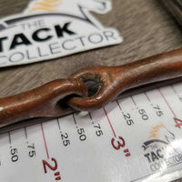 Thin Copper Full Cheek Snaffle Bit *gc/fair, v.loose hinges, dirty, chewed, residue, scuffs, tape