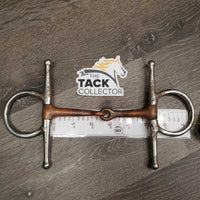 Thin Copper Full Cheek Snaffle Bit *gc/fair, v.loose hinges, dirty, chewed, residue, scuffs, tape

