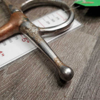 Thin Copper Full Cheek Snaffle Bit *gc/fair, v.loose hinges, dirty, chewed, residue, scuffs, tape