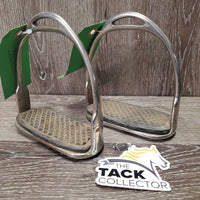 Pr Stirrup Irons *fair, older, dirt, rusted, pitting, scuffed, foot grips- dry, melting?
