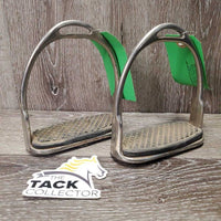 Pr Stirrup Irons *fair, older, dirt, rusted, pitting, scuffed, foot grips- dry, melting?
