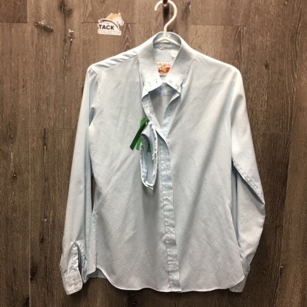 LS Show Shirt, 1 Button Collar *fair, older, pit stains, snag