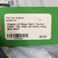 LS Show Shirt, 1 Button Collar *fair, older, pit stains, snag

