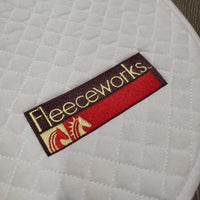 Shimmable Quilt Sheepskin Jumper Saddle Pad, rolled pommel,embroidery *vgc, clean, older?, stains, rubs, pilly

