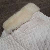 Shimmable Quilt Sheepskin Jumper Saddle Pad, rolled pommel,embroidery *vgc, clean, older?, stains, rubs, pilly
