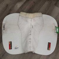 Shimmable Quilt Sheepskin Jumper Saddle Pad, rolled pommel,embroidery *vgc, clean, older?, stains, rubs, pilly
