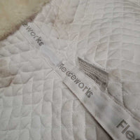 Shimmable Quilt Sheepskin Jumper Saddle Pad, rolled pommel,embroidery *vgc, clean, older?, stains, rubs, pilly
