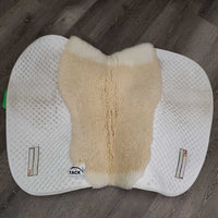 Shimmable Quilt Sheepskin Jumper Saddle Pad, rolled pommel,embroidery *vgc, clean, older?, stains, rubs, pilly
