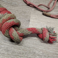 Thin Nylon Rope Halter, nylon lead rope *fair, dirt, stained, stiff residue, frays/cuts, snags, knot
