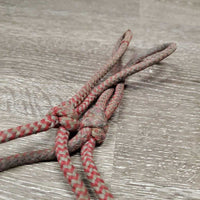 Thin Nylon Rope Halter, nylon lead rope *fair, dirt, stained, stiff residue, frays/cuts, snags, knot
