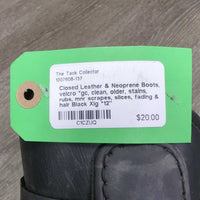 Closed Leather & Neoprene Boots, velcro *gc, clean, older, stains, rubs, mnr scrapes, slices, fading & hair
