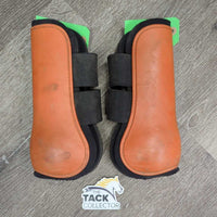 Open Front Boots, velcro *gc, clean, dirty & hairy inside, stains, scrapes, scuffs & rubs, 1 squished
