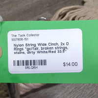 Nylon String Wide Cinch, 2x D Rings *gc/fair, broken strings, stains, dirty
