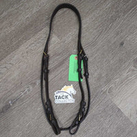 Leather Bridle Crown Piece, Cheeks, buckles *gc/fair, clean, stretched & tight keepers, xholes, older, oily, mismatched
